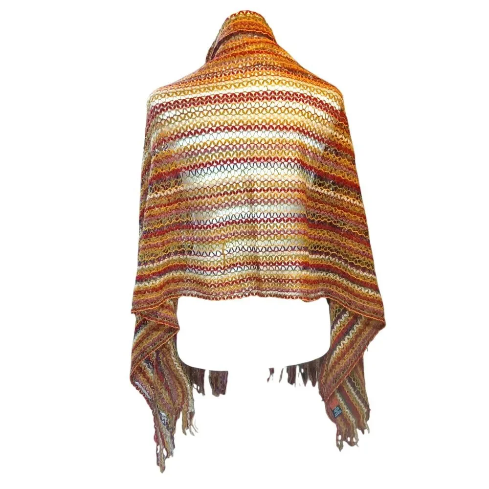 Missoni Multicolor Knit Scarf Wool Blend Fringe Striped Italy Designer Luxury - Picture 2 of 11